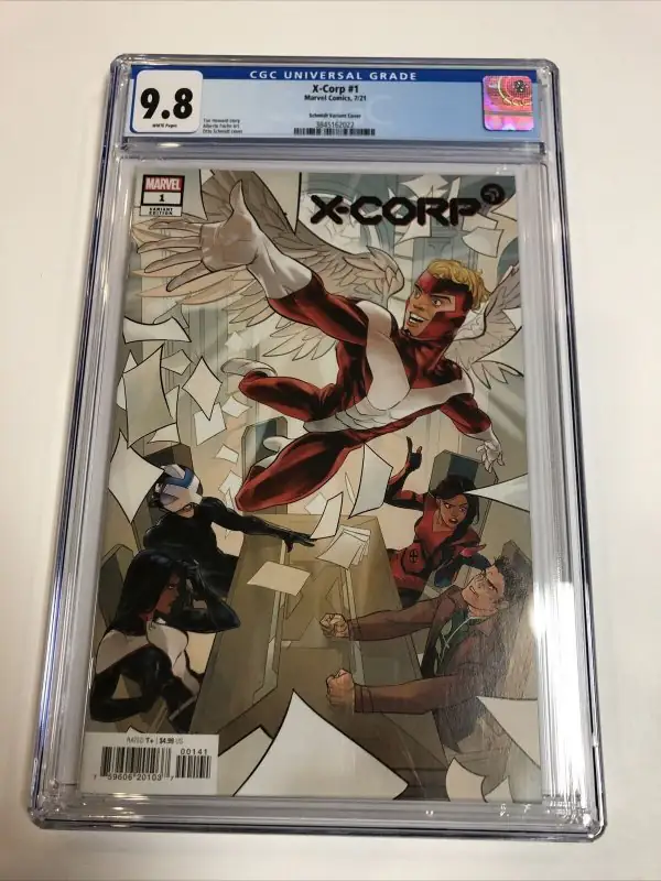 X-Men #1 (Marvel Comics, 2021), CGC 9.8 graded comic book, Universal Blue label — front cover in its holder
