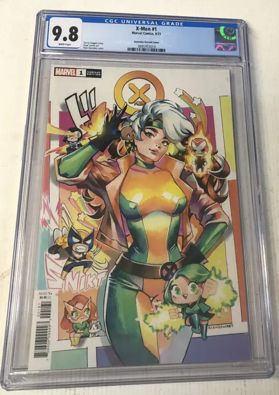 X-Men #1 (Marvel Comics, 2021), CGC 9.8 graded comic book, Universal Blue label — front cover in its holder