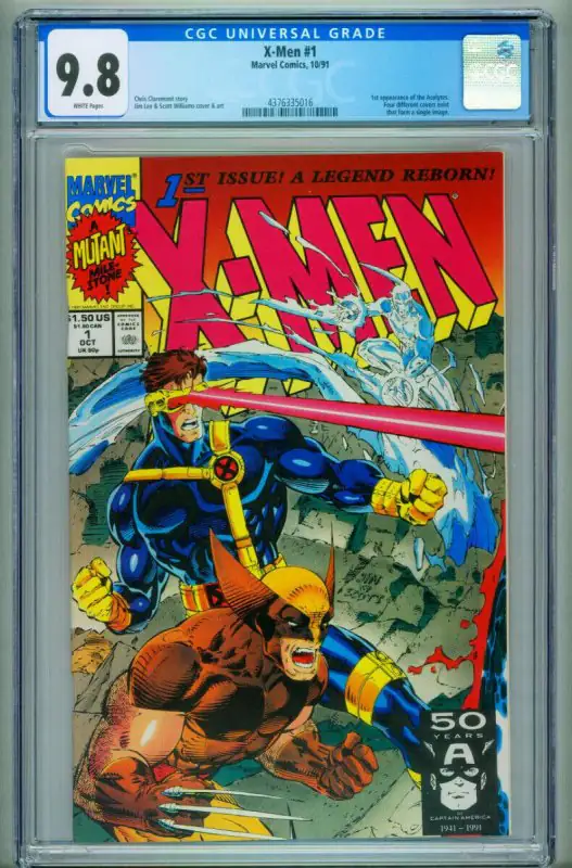 X-Men #1 (Marvel Comics, 1991), CGC 9.8 graded comic book, Universal Blue label — front cover in its holder