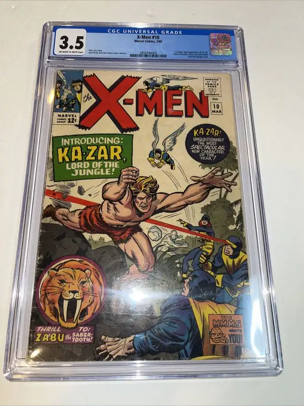 X-Men #10 (Marvel Comics, 1965), CGC 3.5 graded comic book, Universal Blue label — front cover in its holder