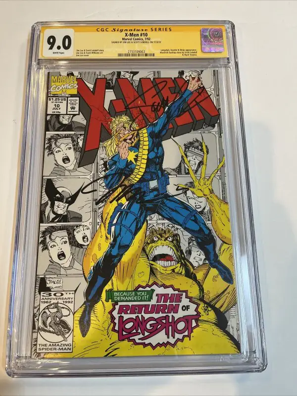 X-Men #10 (Marvel Comics, 1992), CGC 9.0 graded comic book, Signature Series label — front cover in its holder