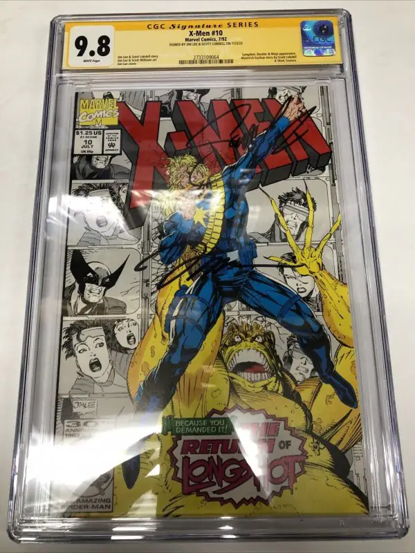 X-Men #10 (Marvel Comics, 1992), CGC 9.8 graded comic book, Signature Series label — front cover in its holder