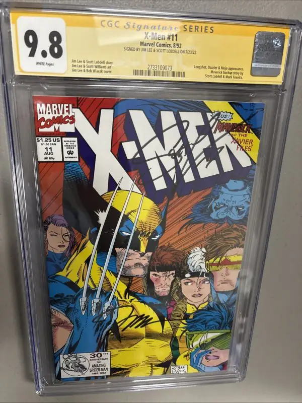 X-Men #11 (Marvel Comics, 1992), CGC 9.8 graded comic book, Signature Series label — front cover in its holder