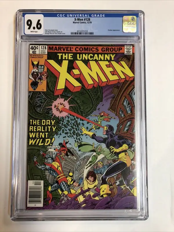 X-Men #128 (Marvel Comics, 1979), CGC 9.6 graded comic book, Universal Blue label — front cover in its holder