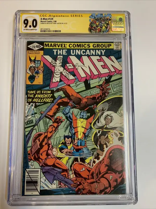 X-Men #129 (Marvel Comics, 1980), CGC 9.0 graded comic book, Signature Series label — front cover in its holder