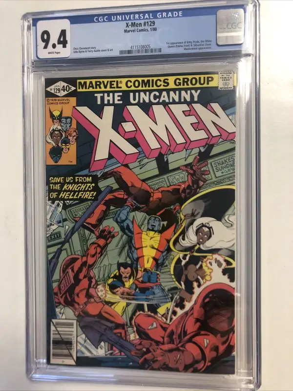 X-Men #129 (Marvel Comics, 1980), CGC 9.4 graded comic book, Universal Blue label — front cover in its holder