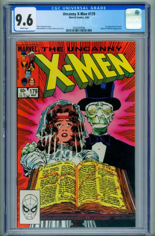 X-Men #179 (Marvel Comics, 1984), CGC 9.6 graded comic book, Universal Blue label — front cover in its holder