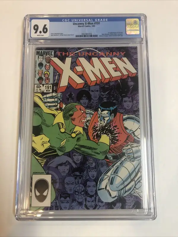 X-Men #191 (Marvel Comics, 1985), CGC 9.6 graded comic book, Universal Blue label — front cover in its holder