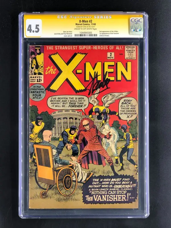 X-Men #2 (Marvel Comics, 1963), CGC 4.5 graded comic book, Signature Series label — front cover in its holder