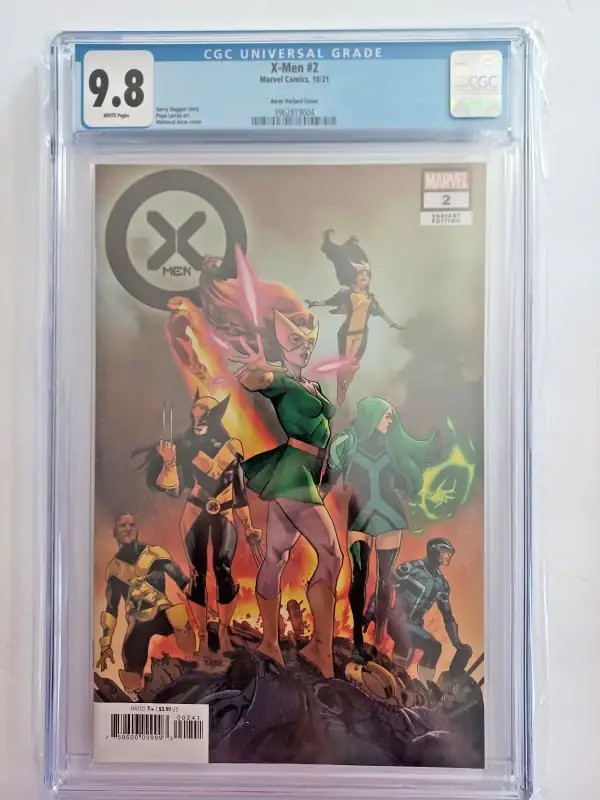 X-Men #2 (Marvel Comics, 2021), CGC 9.8 graded comic book, Universal Blue label — front cover in its holder