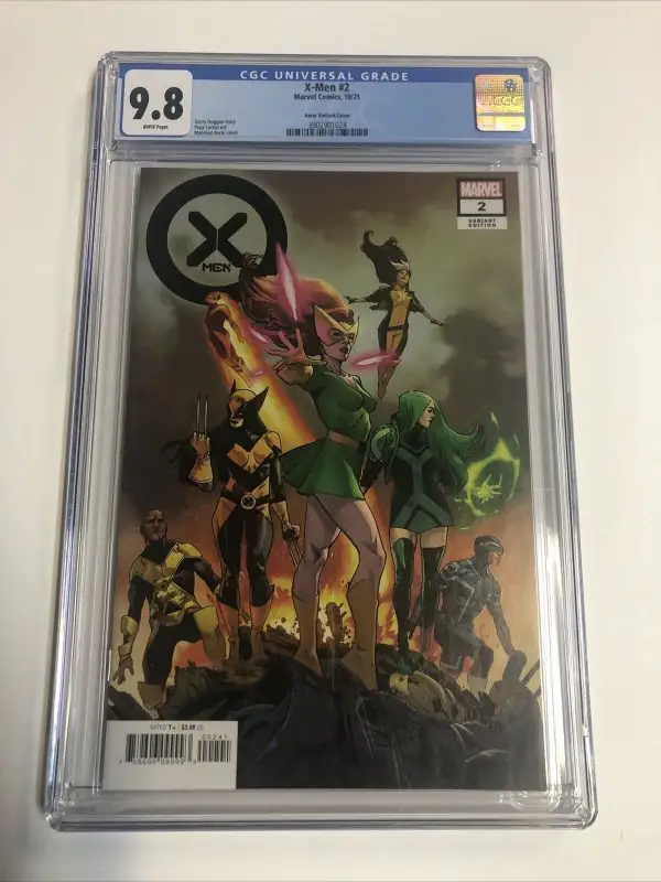 X-Men #2 (Marvel Comics, 2021), CGC 9.8 graded comic book, Universal Blue label — front cover in its holder