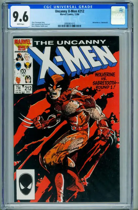 X-Men #212 (Marvel Comics, 1987), CGC 9.6 graded comic book, Universal Blue label — front cover in its holder