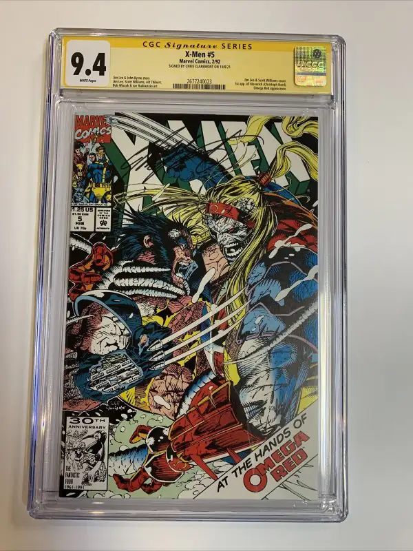 X-Men #5 (Marvel Comics, 1992), CGC 9.4 graded comic book, Signature Series label — front cover in its holder
