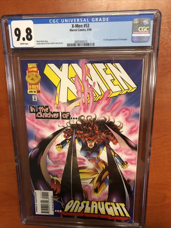 X-Men #53 (Marvel Comics, 1996), CGC 9.8 graded comic book, Universal Blue label — front cover in its holder