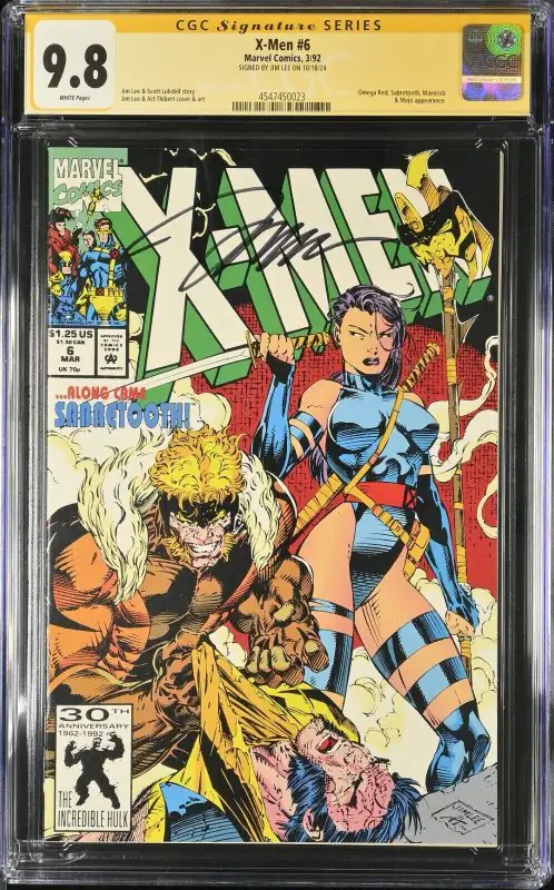 X-Men #6 (Marvel Comics, 1992), CGC 9.8 graded comic book, Signature Series label — front cover in its holder