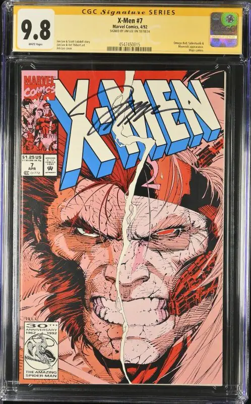 X-Men #7 (Marvel Comics, 1992), CGC 9.8 graded comic book, Signature Series label — front cover in its holder