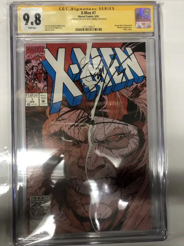X-Men #7 (Marvel Comics, 1992), CGC 9.8 graded comic book, Signature Series label — front cover in its holder