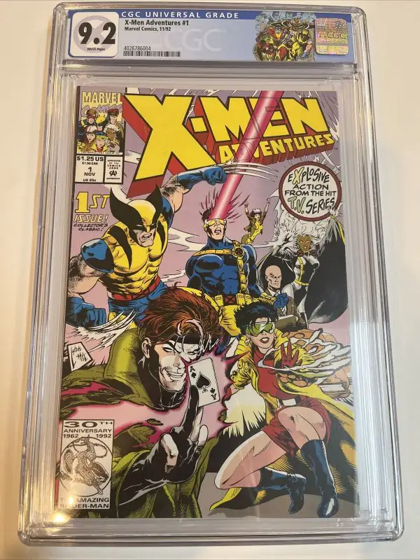 X-Men Adventures #1 (Marvel Comics, 1992), CGC 9.2 graded comic book, Universal Blue label — front cover in its holder