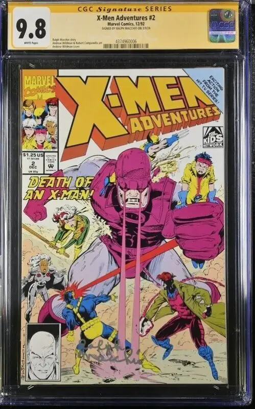 X-Men Adventures #2 (Marvel Comics, 1992), CGC 9.8 graded comic book, Signature Series label — front cover in its holder