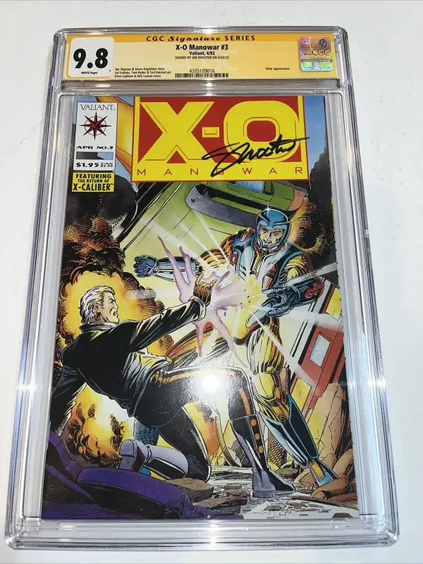 X-O Manowar #3 (Valiant Comics, 1992), CGC 9.8 graded comic book, Signature Series label — front cover in its holder