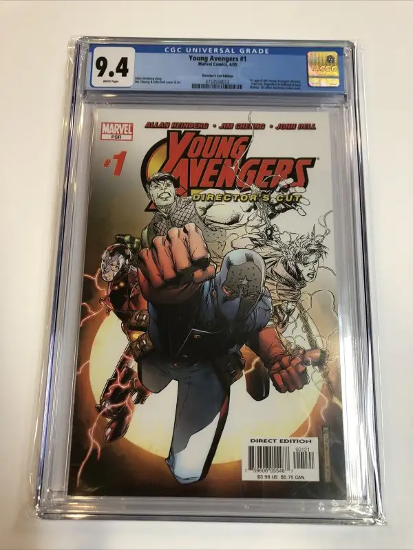 Young Avengers #1 (Marvel Comics, 2005), CGC 9.4 graded comic book, Universal Blue label — front cover in its holder