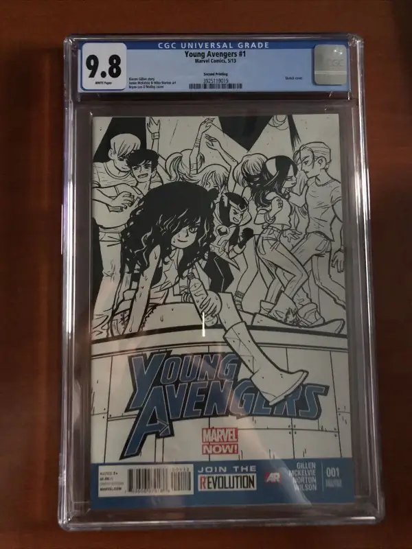 Young Avengers #1 (Marvel Comics, 2013), CGC 9.8 graded comic book, Universal Blue label — front cover in its holder