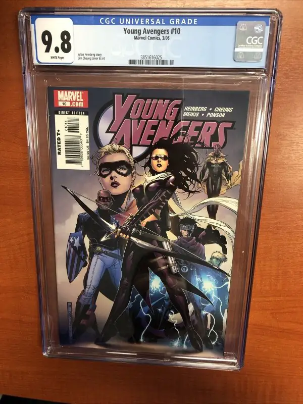 Young Avengers #10 (Marvel Comics, 2006), CGC 9.8 graded comic book, Universal Blue label — front cover in its holder