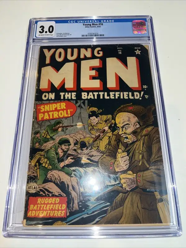 Young Men #16 (Atlas Comics, 1952), CGC 3.0 graded comic book, Universal Blue label — front cover in its holder