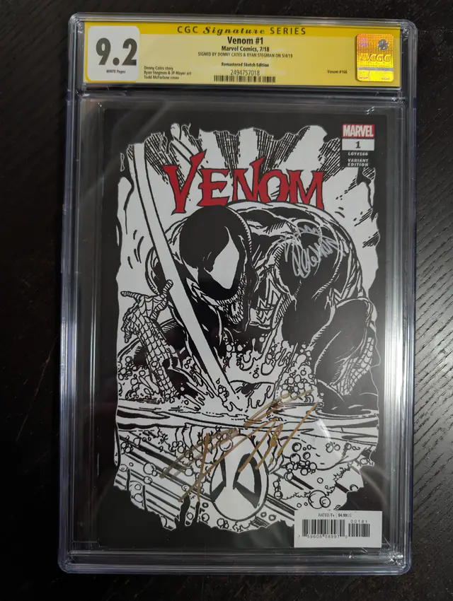 Venom (2018) #1 (Marvel Comics, 2018), CGC 9.2 graded comic book, Signature Series label — front cover in its holder