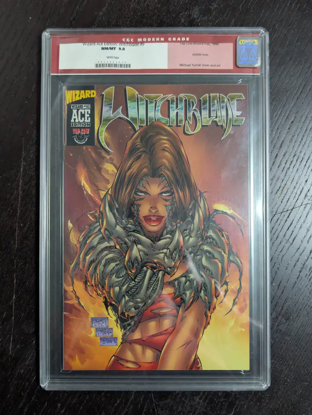 Witchblade #9 (Top Cow, 1996), CGC 9.8 graded comic book, Universal Blue label — front cover in its holder